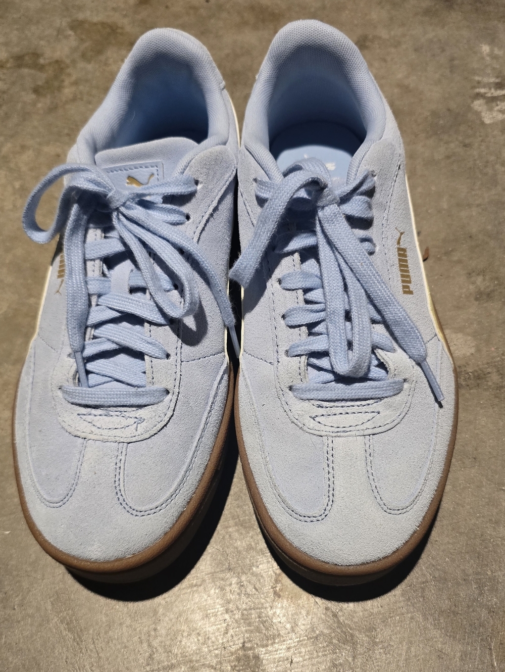 Puma Light Blue Suede Sneakers with Gum Outsole